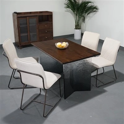 Vaste ashout rechthoek eettafel in walnootkleurleverancier